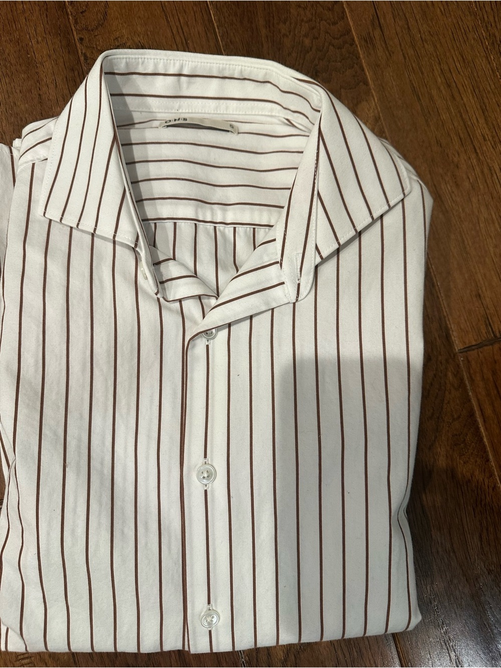 O.N.S White Pinstripe Button-Down Shirt – Size Small – Contemporary NYC Style